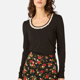 Ada Long Sleeve Lace Trim Top