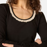 Ada Long Sleeve Lace Trim Top