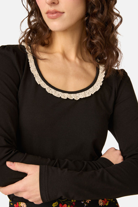 Ada Long Sleeve Lace Trim Top