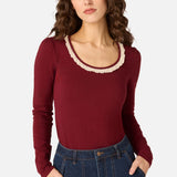 Ada Long Sleeve Lace Trim Top