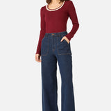 Ada Long Sleeve Lace Trim Top