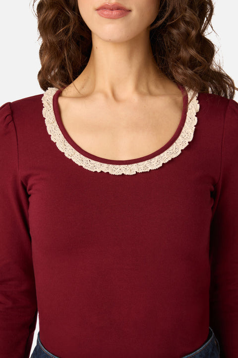 Ada Long Sleeve Lace Trim Top
