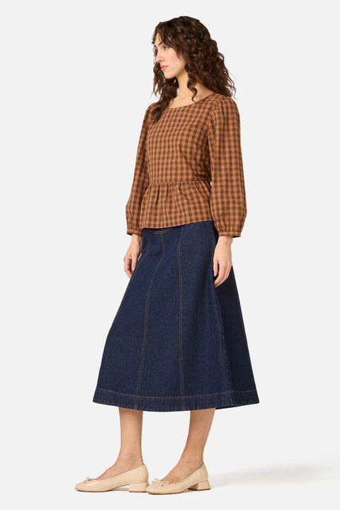 Billie Check Peplum Top