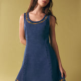 Marie Embroidered Denim Dress