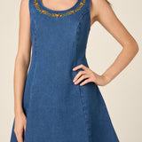 Marie Embroidered Denim Dress
