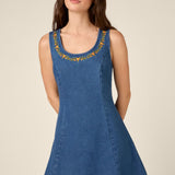 Marie Embroidered Denim Dress