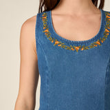 Marie Embroidered Denim Dress