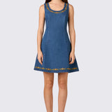 Marie Embroidered Denim Dress