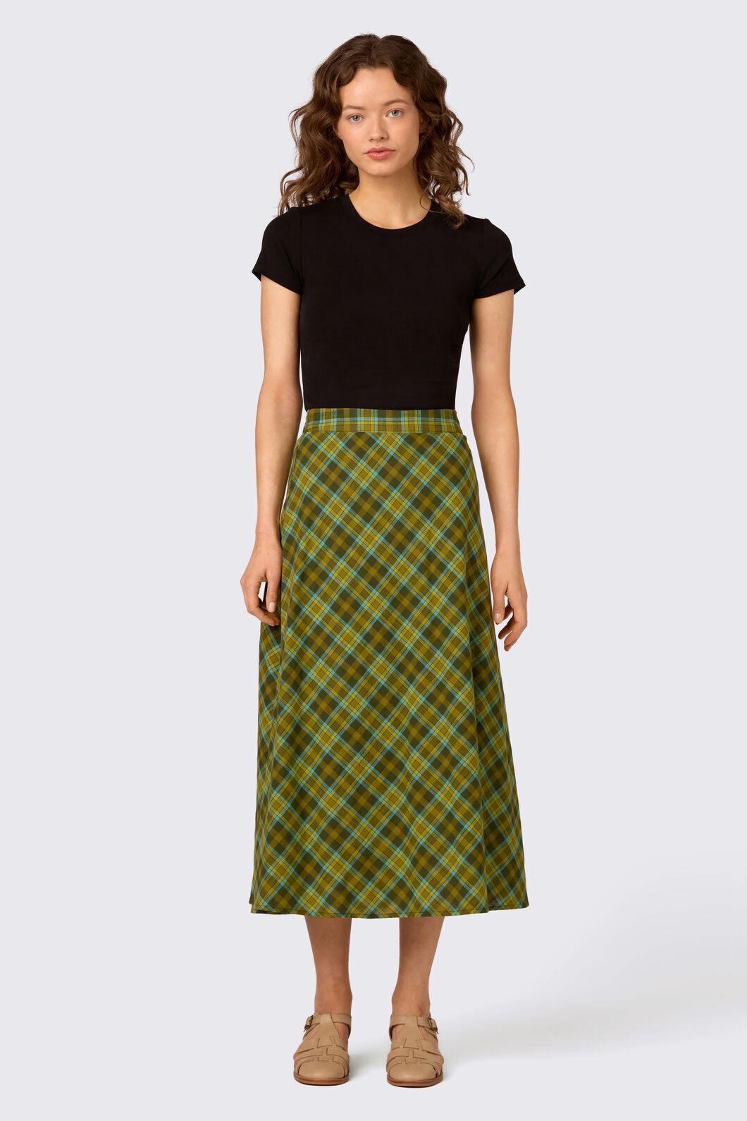 Edwina Check A-Line Midi Skirt