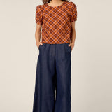 Edwina Check Puff Sleeve Top