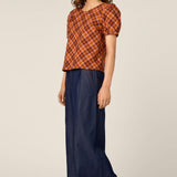 Edwina Check Puff Sleeve Top