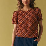 Edwina Check Puff Sleeve Top