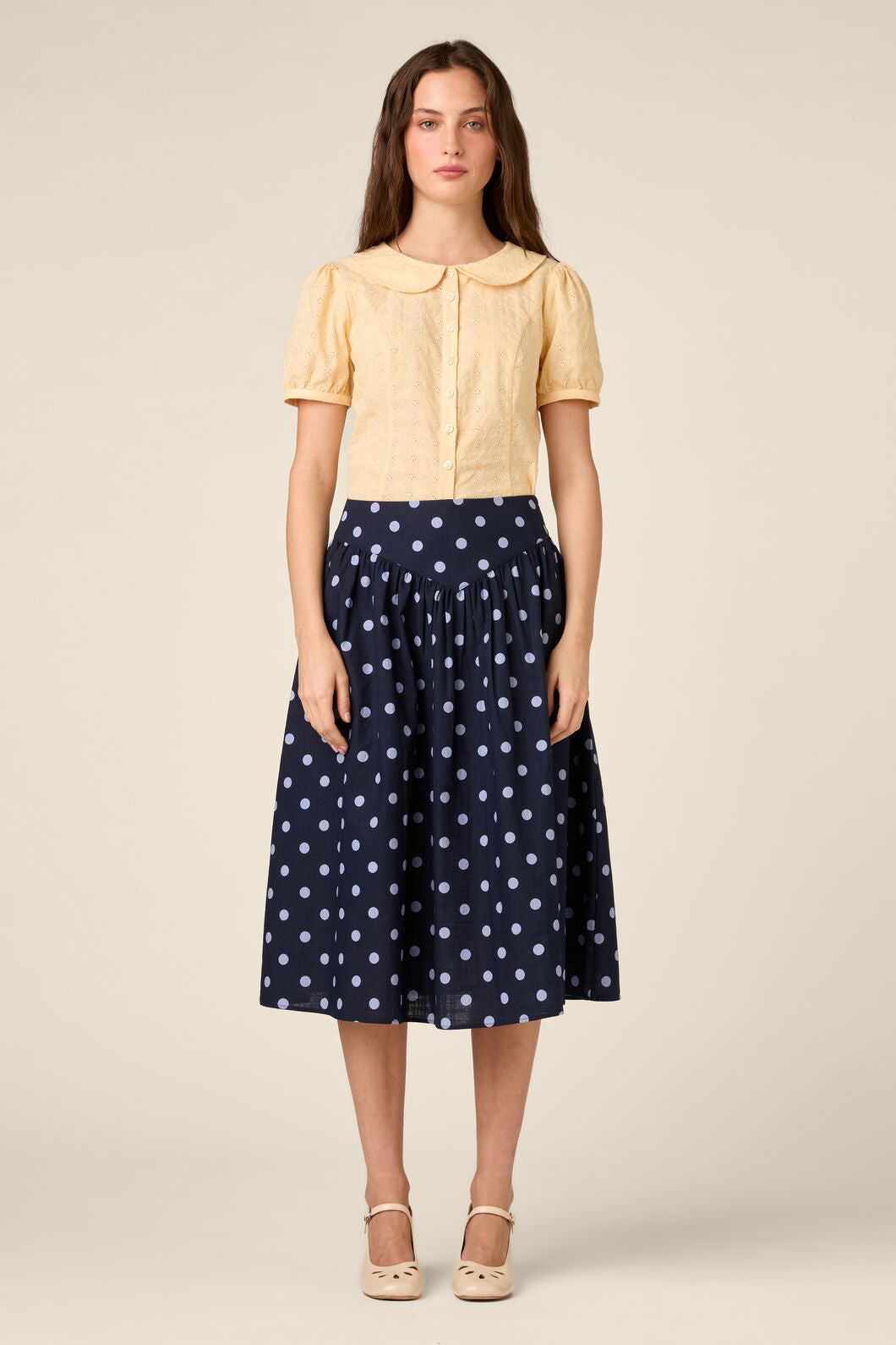Mia Polka Dot Midi Skirt