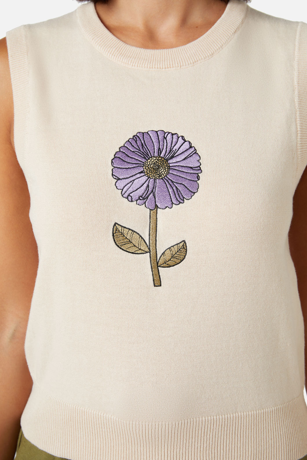 Fresh Blooms Embroidered Sweater Vest