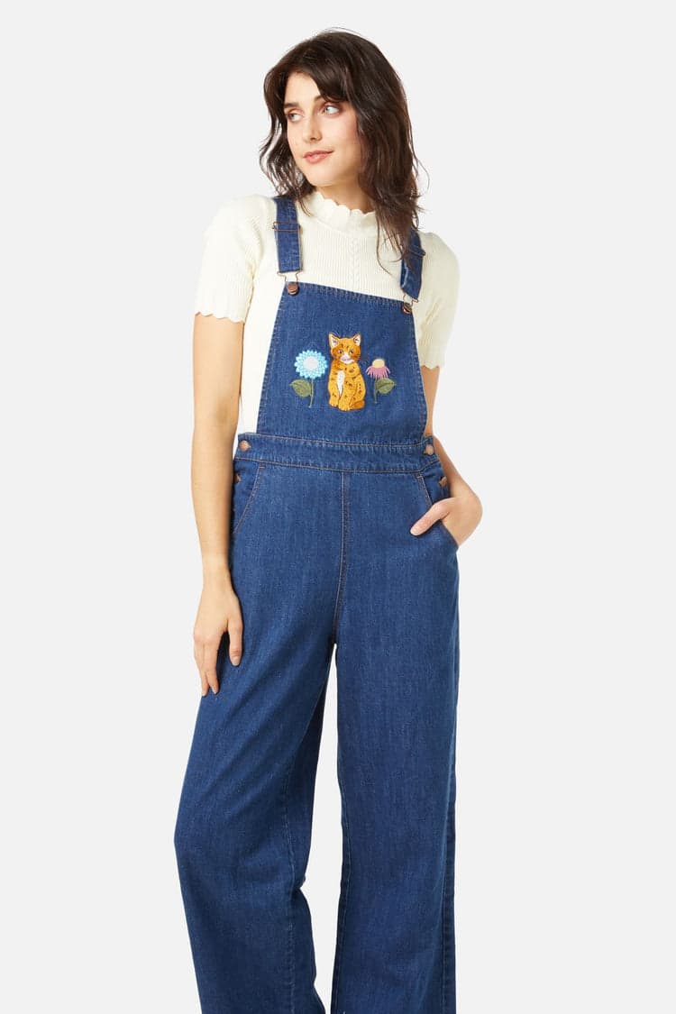 Cat Embroidered Overall
