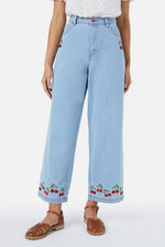 Cherry Embroidered Jean