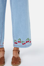 Cherry Embroidered Jean