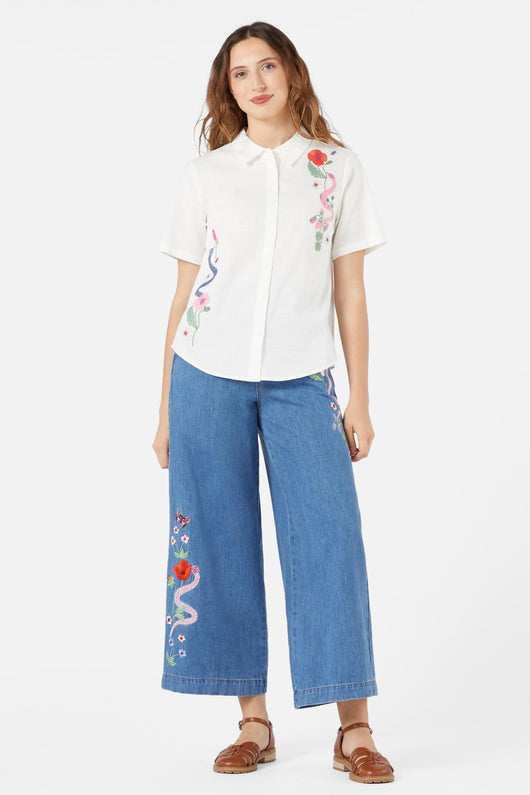 Snake Embroidered Blouse