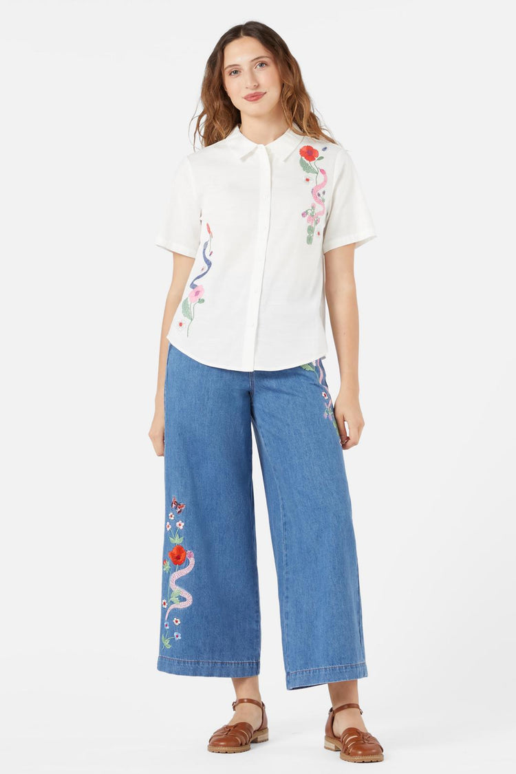 Snake Embroidered Blouse