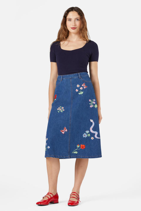 Snake Embroidered Skirt