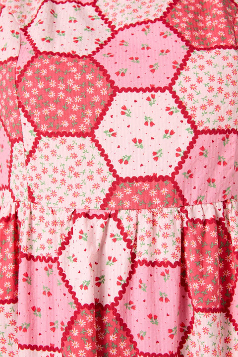 Patchwork Tiered Midi Dress