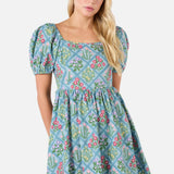 Lattice Floral Mini Dress