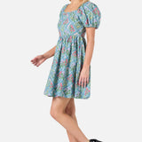 Lattice Floral Mini Dress