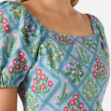 Lattice Floral Mini Dress