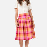 Maxine Check Midi Skirt 100% Cotton