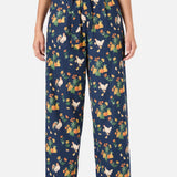 Chickens Print Tapered Cotton Pants