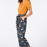 Chickens Print Tapered Cotton Pants