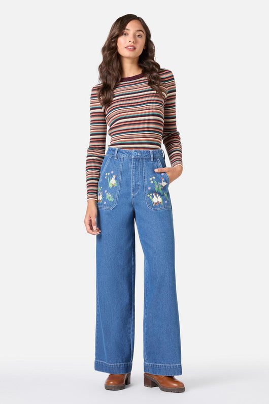 Goose Embroidered Denim Jean
