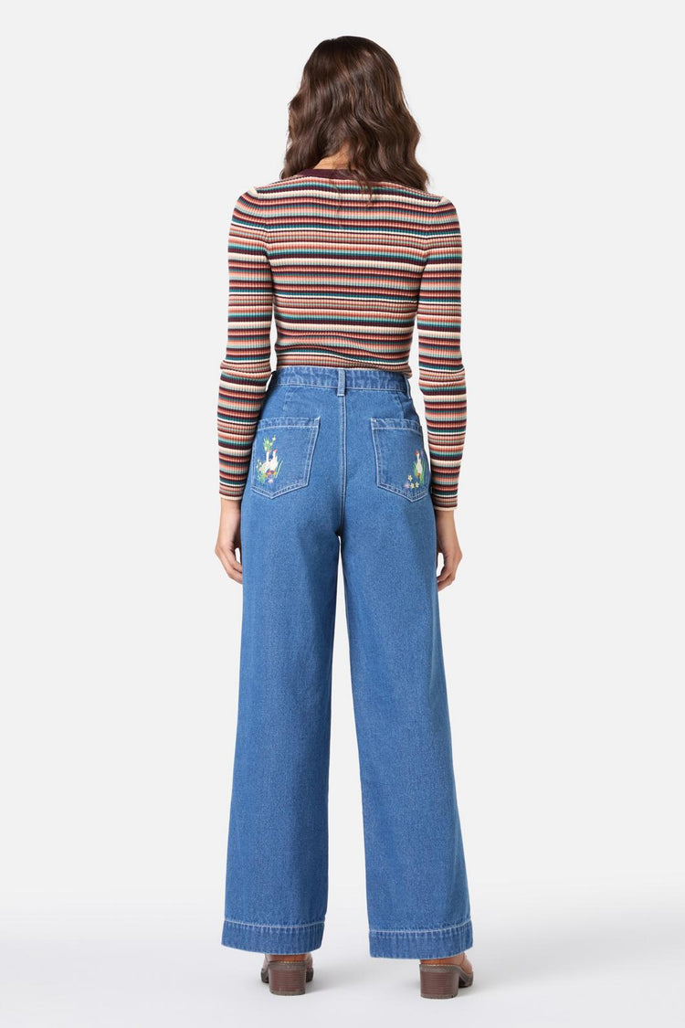 Goose Embroidered Denim Jean