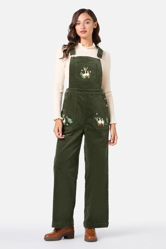 Goose Embroidered Cord Overall