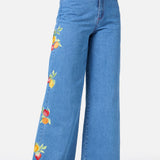 Fruit Embroidered Denim Jean