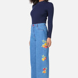 Fruit Embroidered Denim Jean