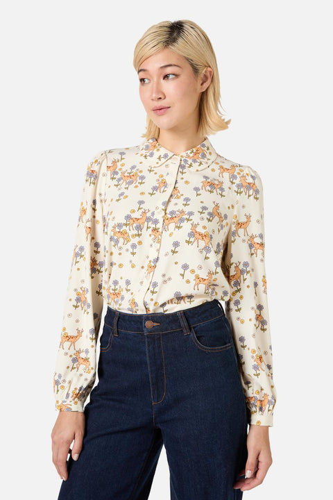 Meadow Deer Long Sleeve Blouse