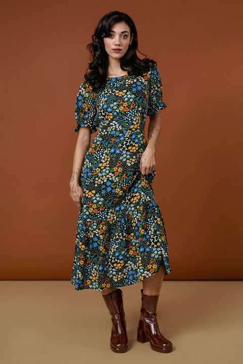 Ada 90's Floral Midi Dress
