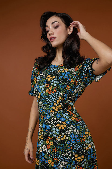Ada 90's Floral Midi Dress