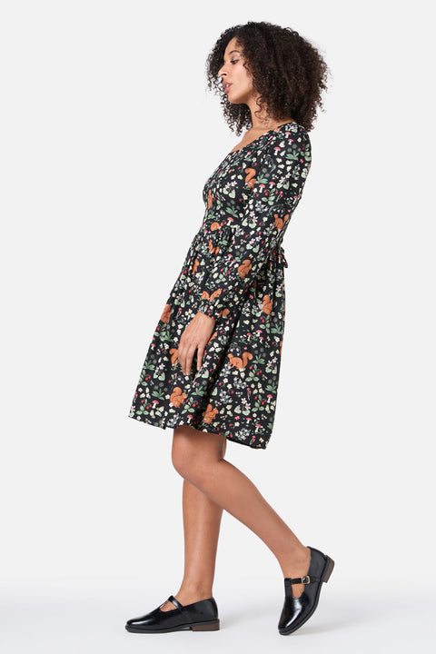 mini rodini squirrel dress Mini Rodini Girls Squirrels Print Dress in Yellow