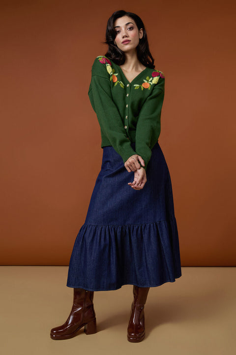 Kara Denim Midi Skirt