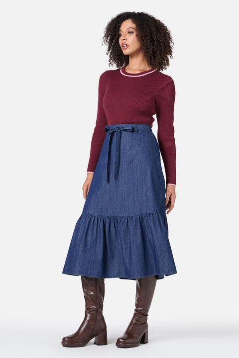 Kara Denim Midi Skirt