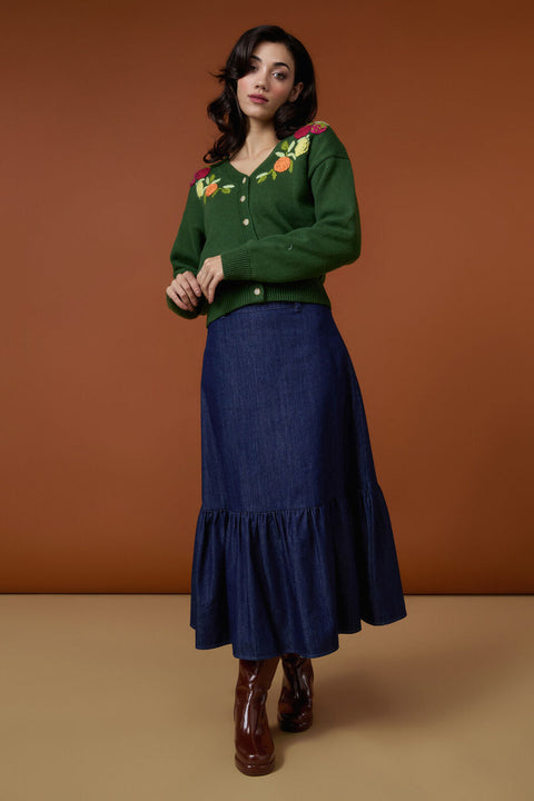 Kara Denim Midi Skirt
