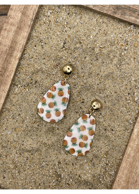 Pineapple Printed Dangle Earrings