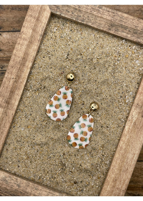 Pineapple Printed Dangle Earrings