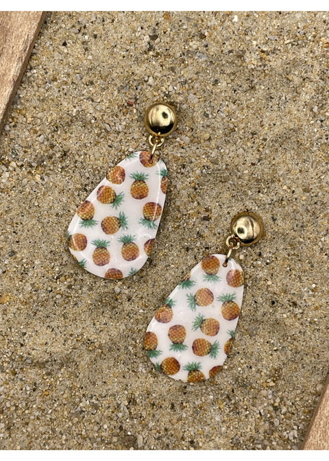 Pineapple Printed Dangle Earrings