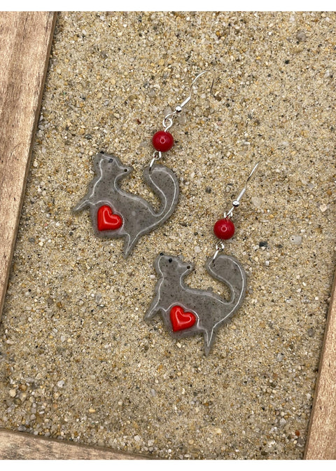 Grey Prancing Cat Lover Earrings