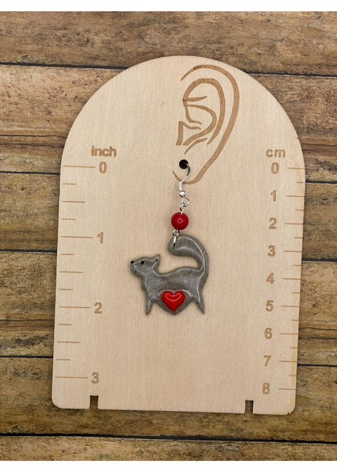 Grey Prancing Cat Lover Earrings