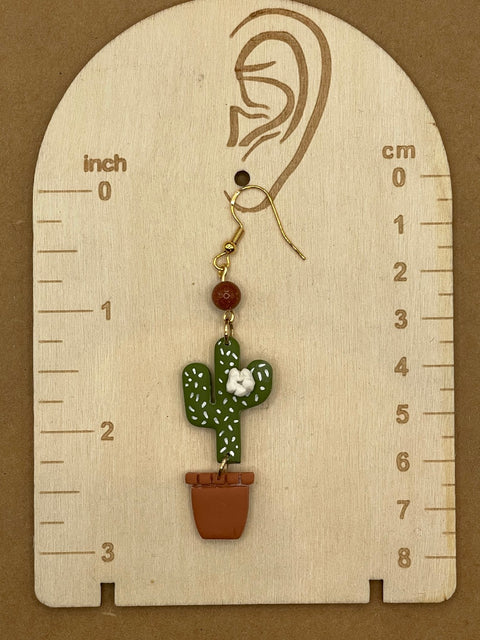 Cactus with Sunstone Bead Earrings