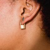 Padlock Huggie Hoop Earrings